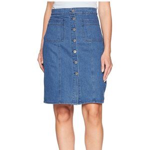 BB DAKOTA On Cloud Nine stretch denim button front jean pencil skirt